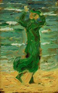 Femme dans le vent au bord de la mer - Franz Marc